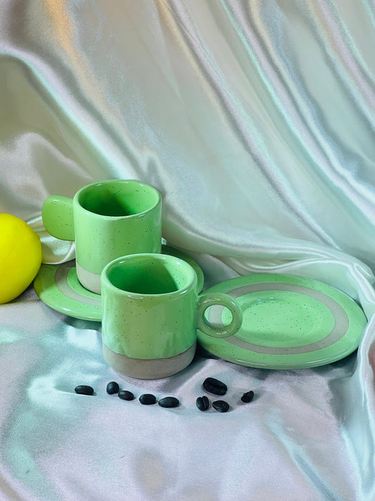Green Espresso Cups & Saucers Combo - cozykutumbhstore