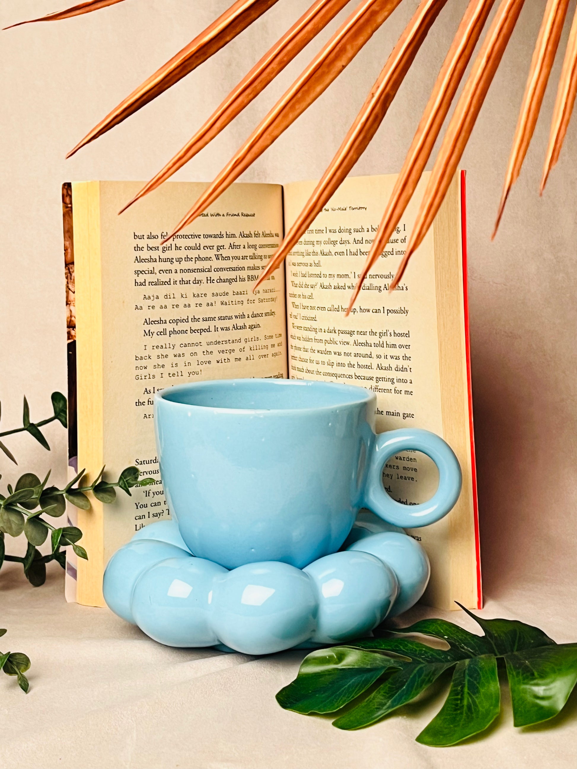 Blue Bubble Cup & Saucer Set - cozykutumbhstore