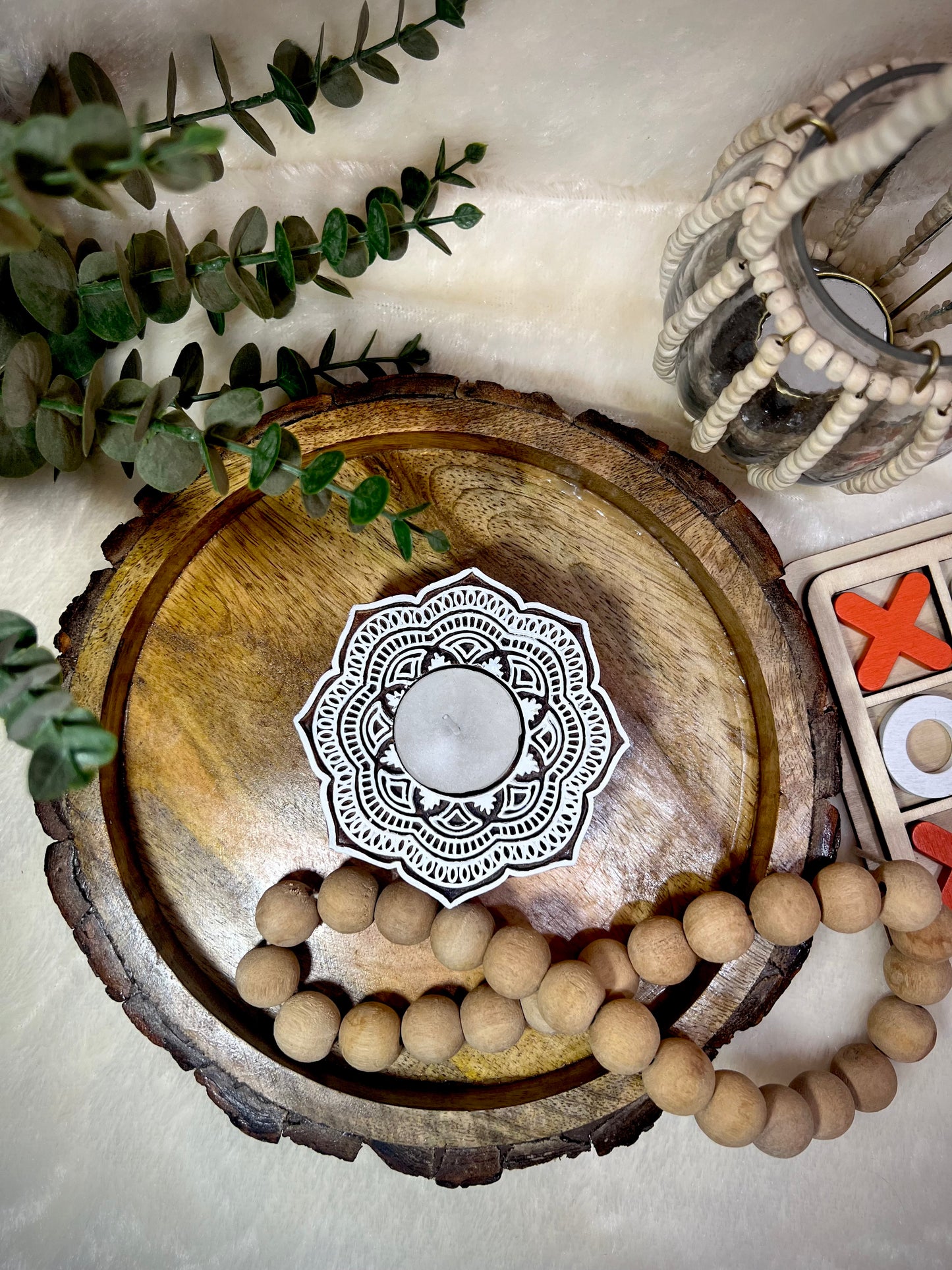 Wooden Hand-carved Mandala Tea-light Holder - cozykutumbhstore