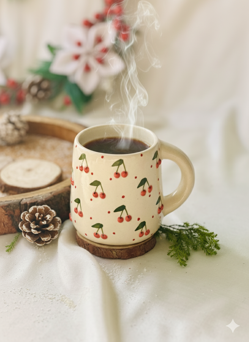 Embossed Cherries Mug