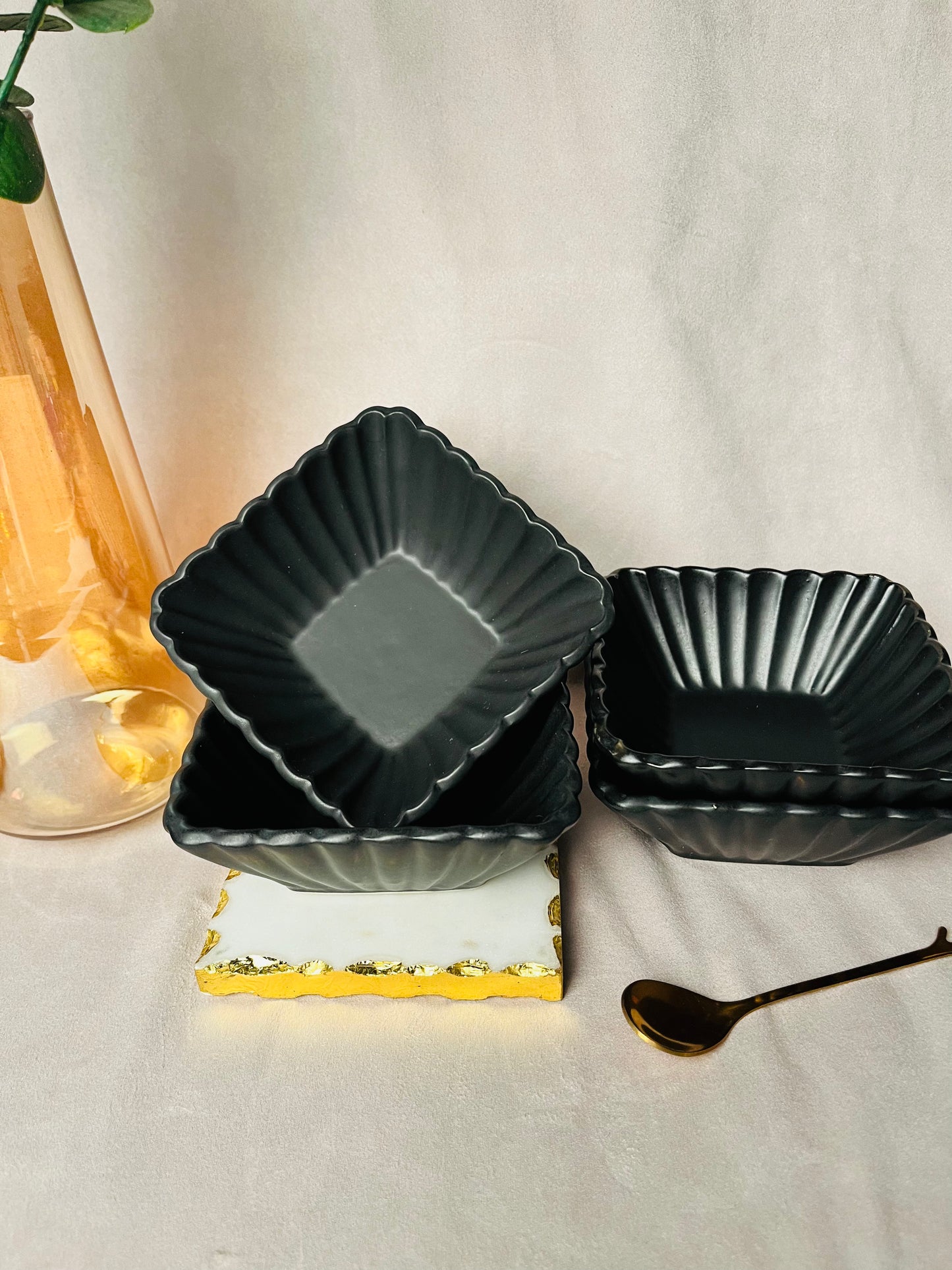 Ebony Elegance Square Bowls - cozykutumbhstore