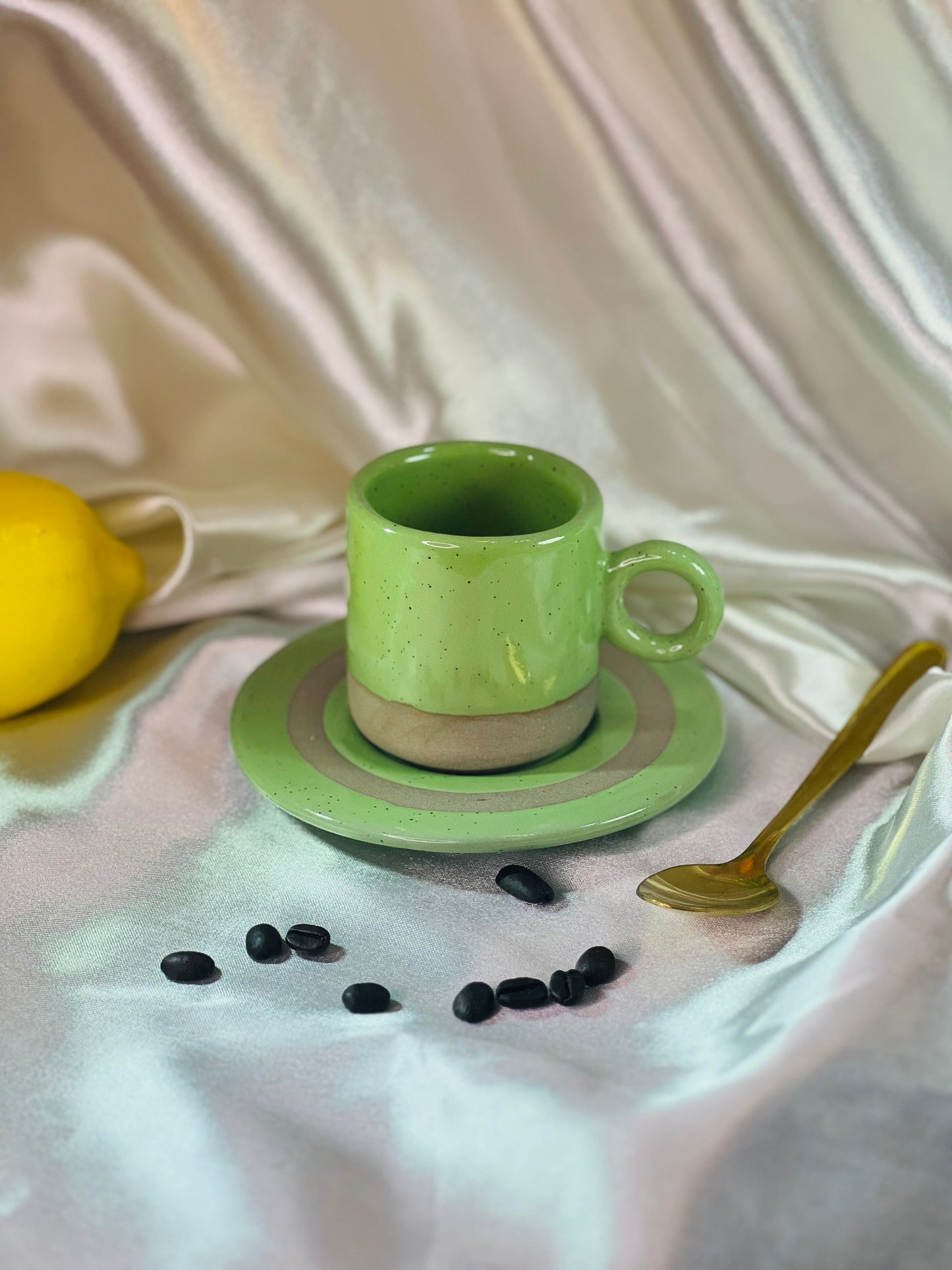 Green Espresso Cup and Saucer-1 - cozykutumbhstore