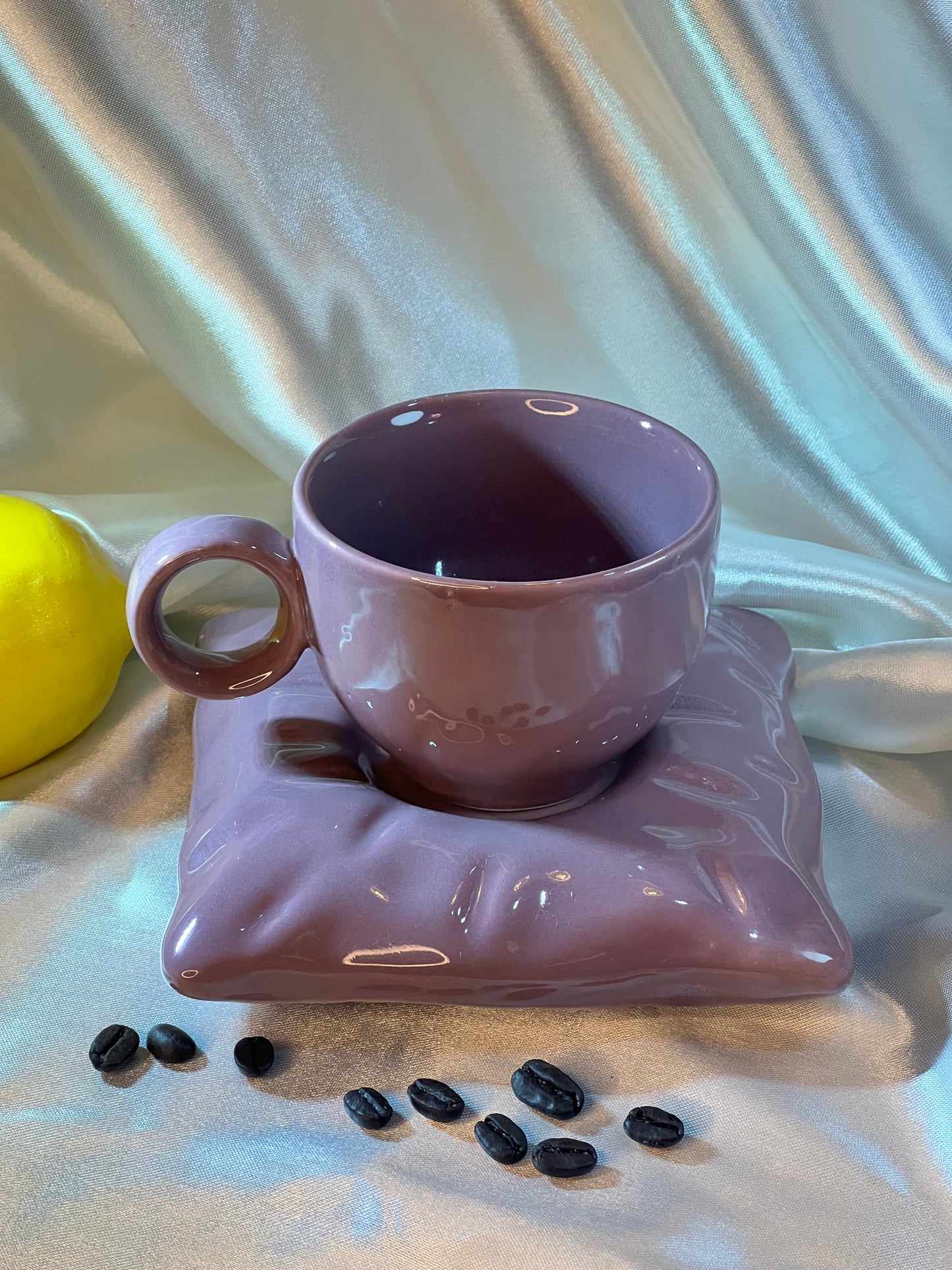 Purple Cushion Cup & Saucer Set - cozykutumbhstore