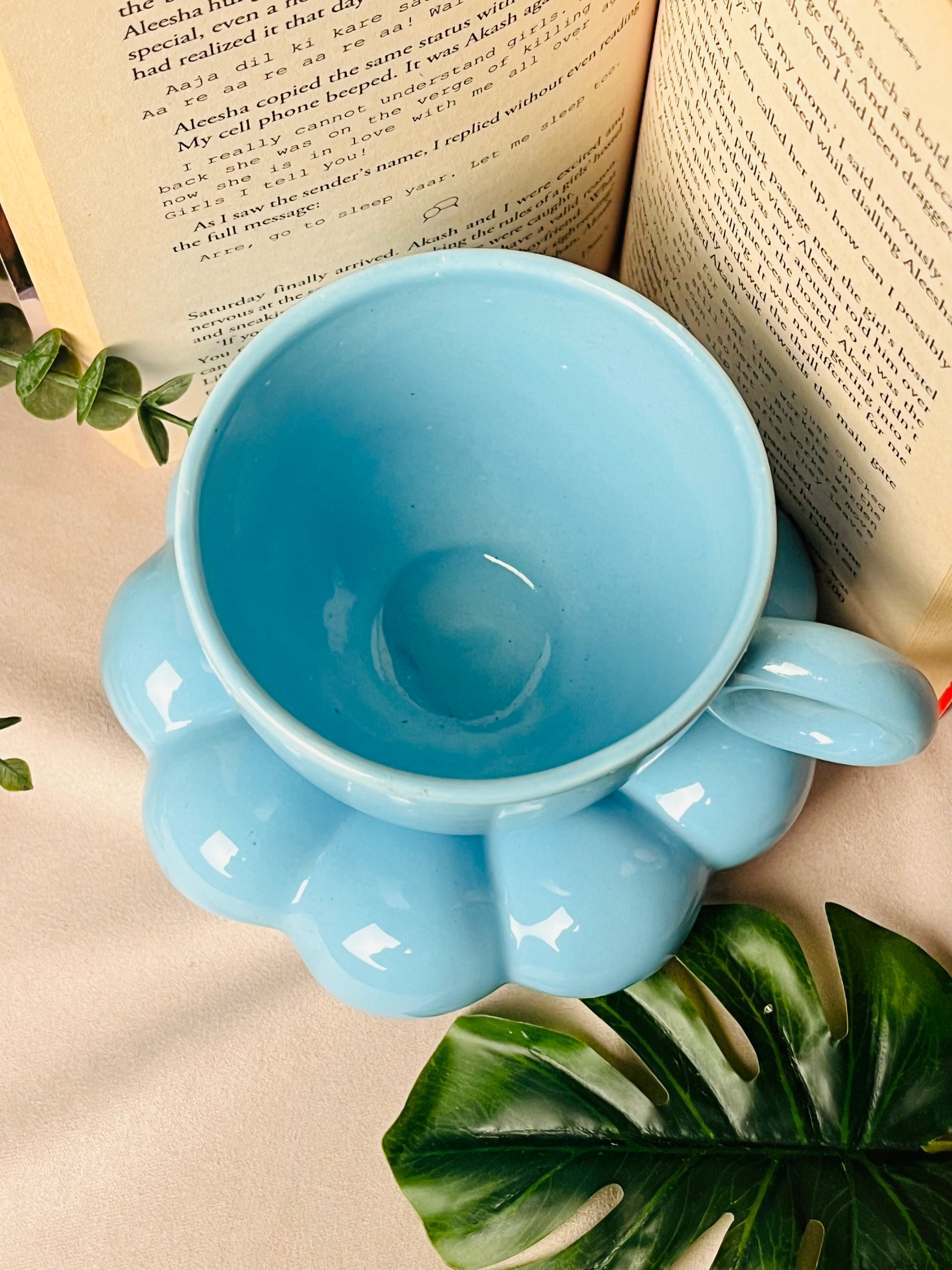 Blue Bubble Cup & Saucer Set - cozykutumbhstore