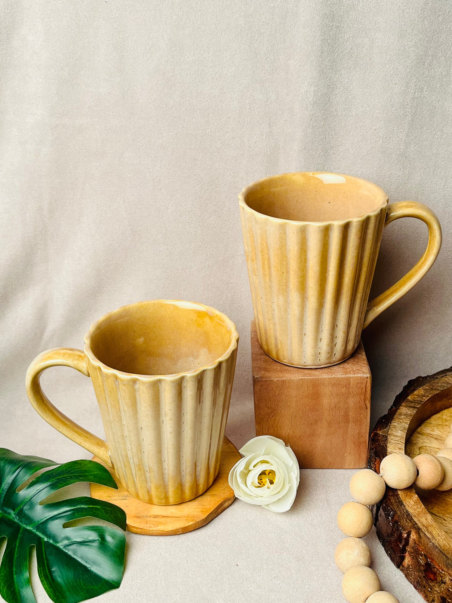 Yellow Ochre Ribbed Mug - cozykutumbhstore