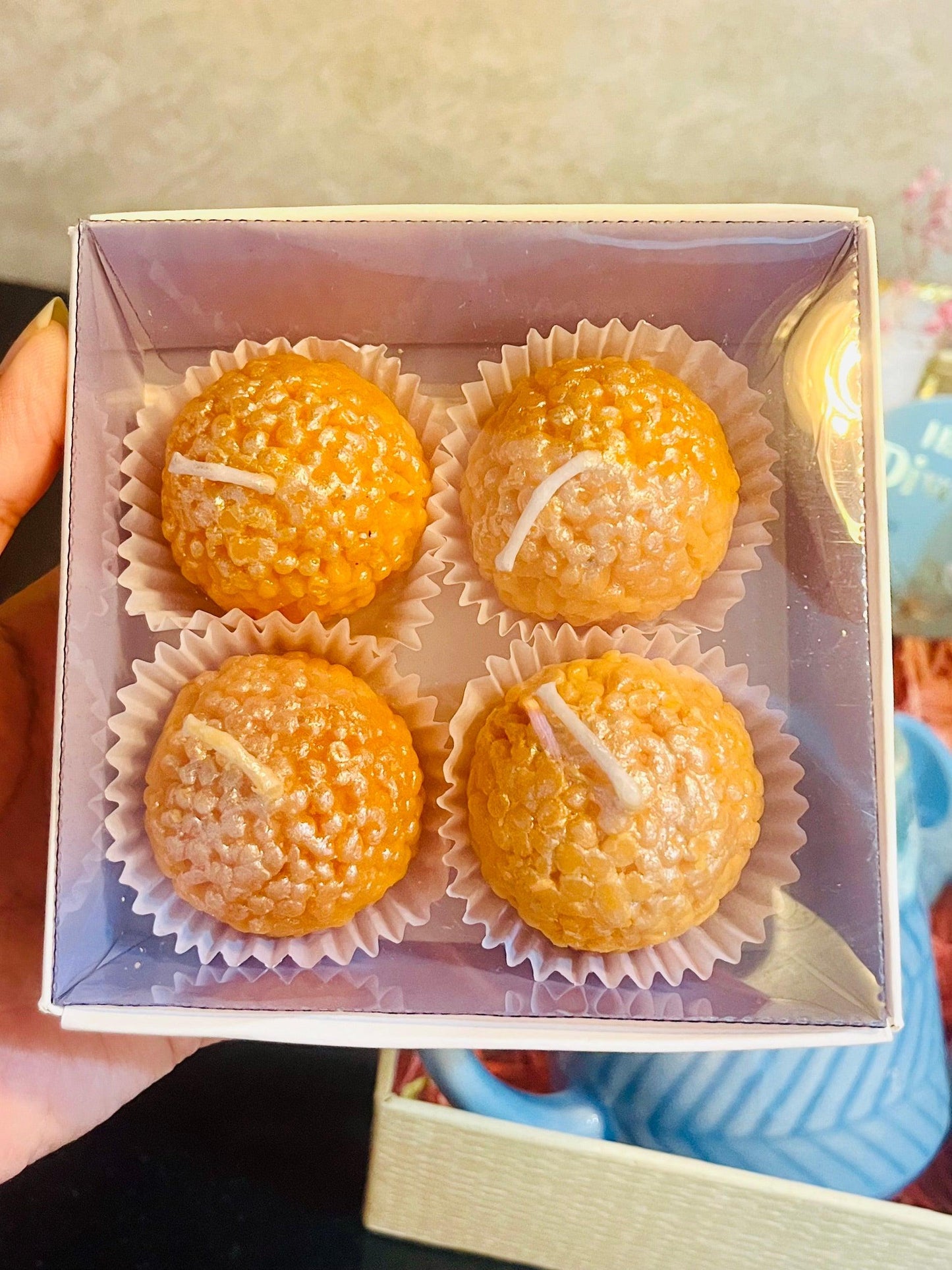 Motichoor Laddoo Candles - cozykutumbhstore