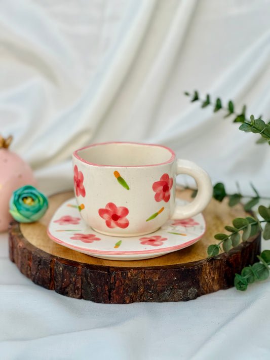 Pink floral cup & saucer