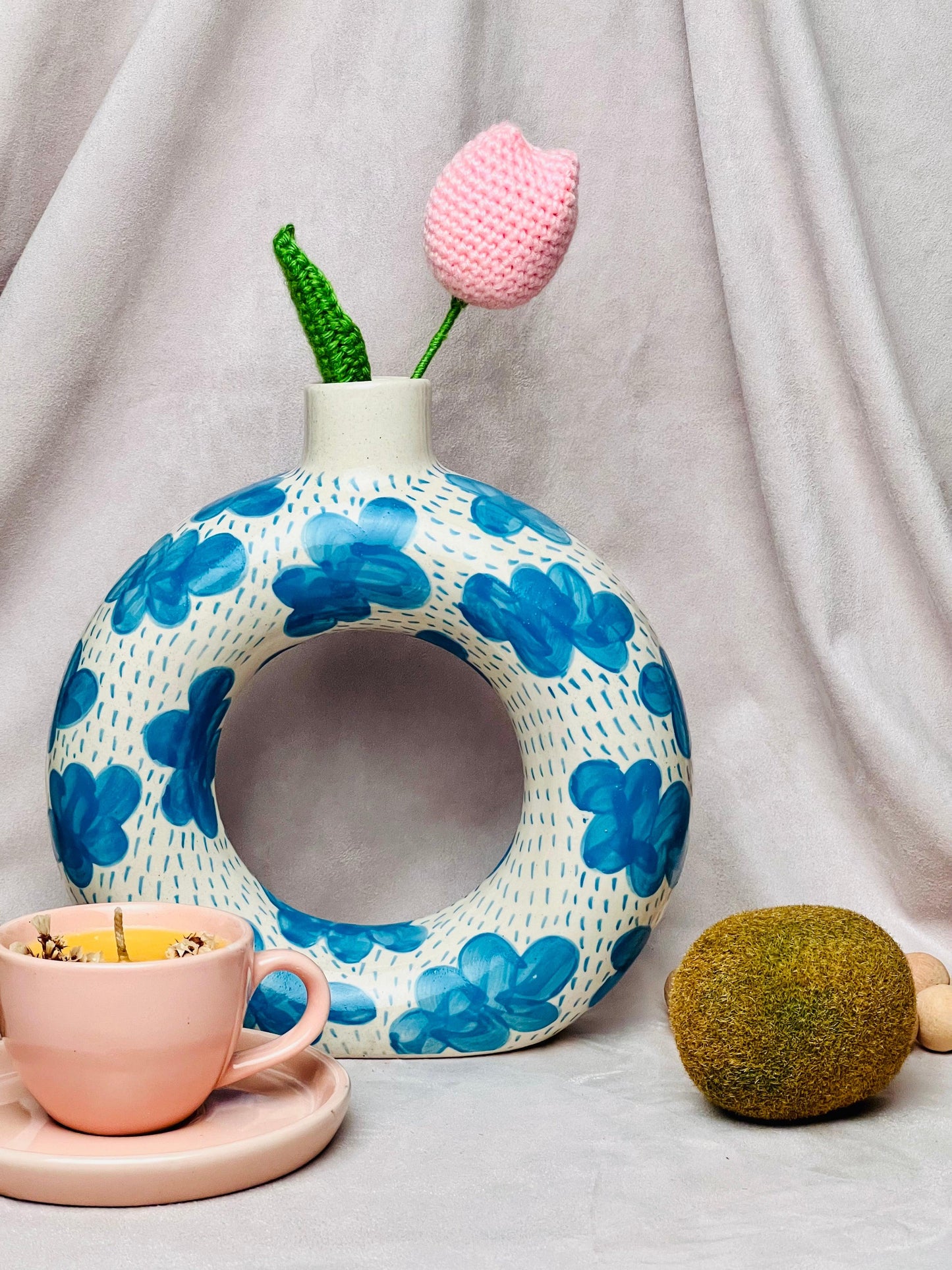 Monsoon Beauty Handpainted Doughnut Vase - cozykutumbhstore