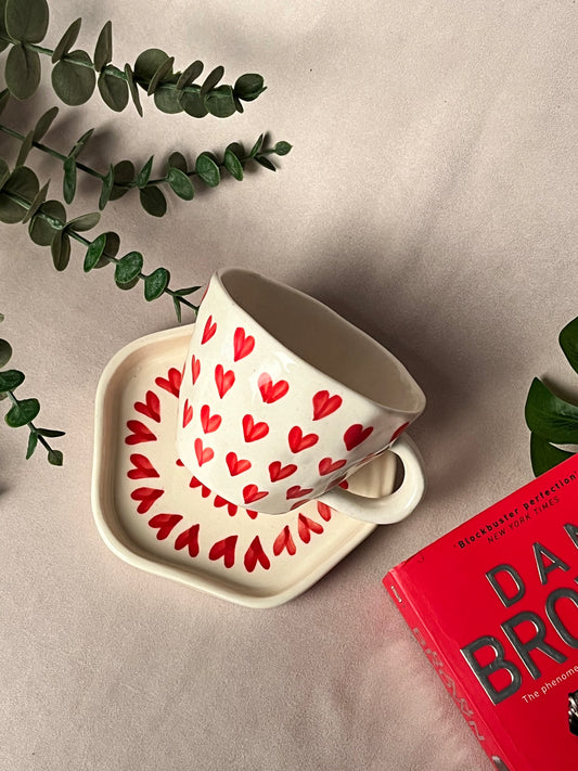 Dil Se All Hearts Cup & Saucer - cozykutumbhstore