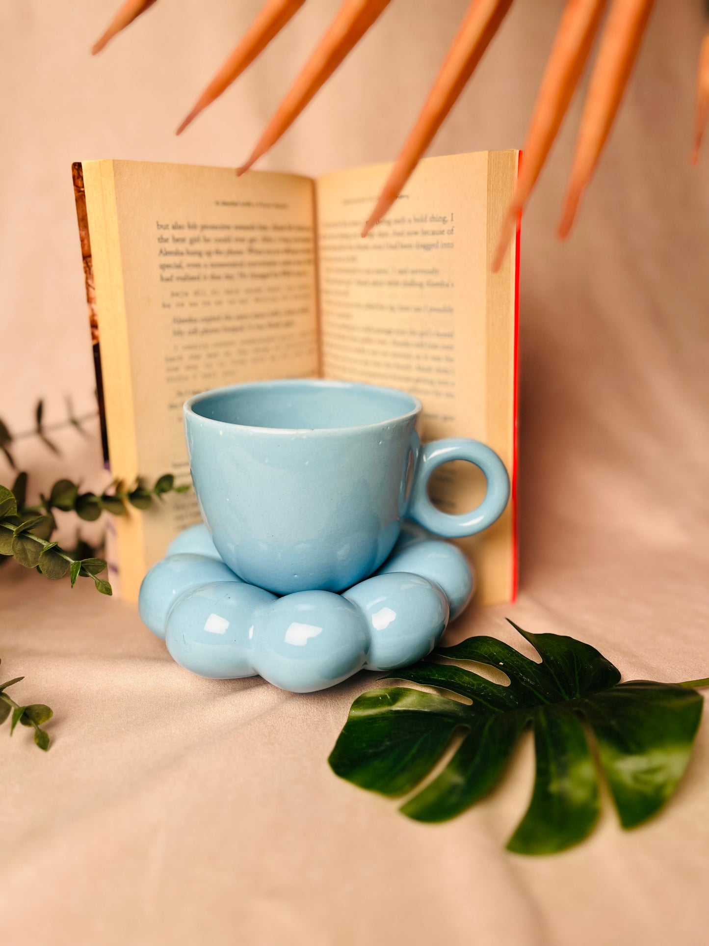 Blue Bubble Cup & Saucer Set - cozykutumbhstore
