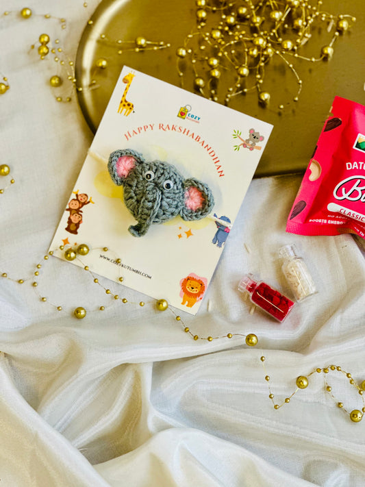 Grey Large Elephant | Kids Fabric Rakhi