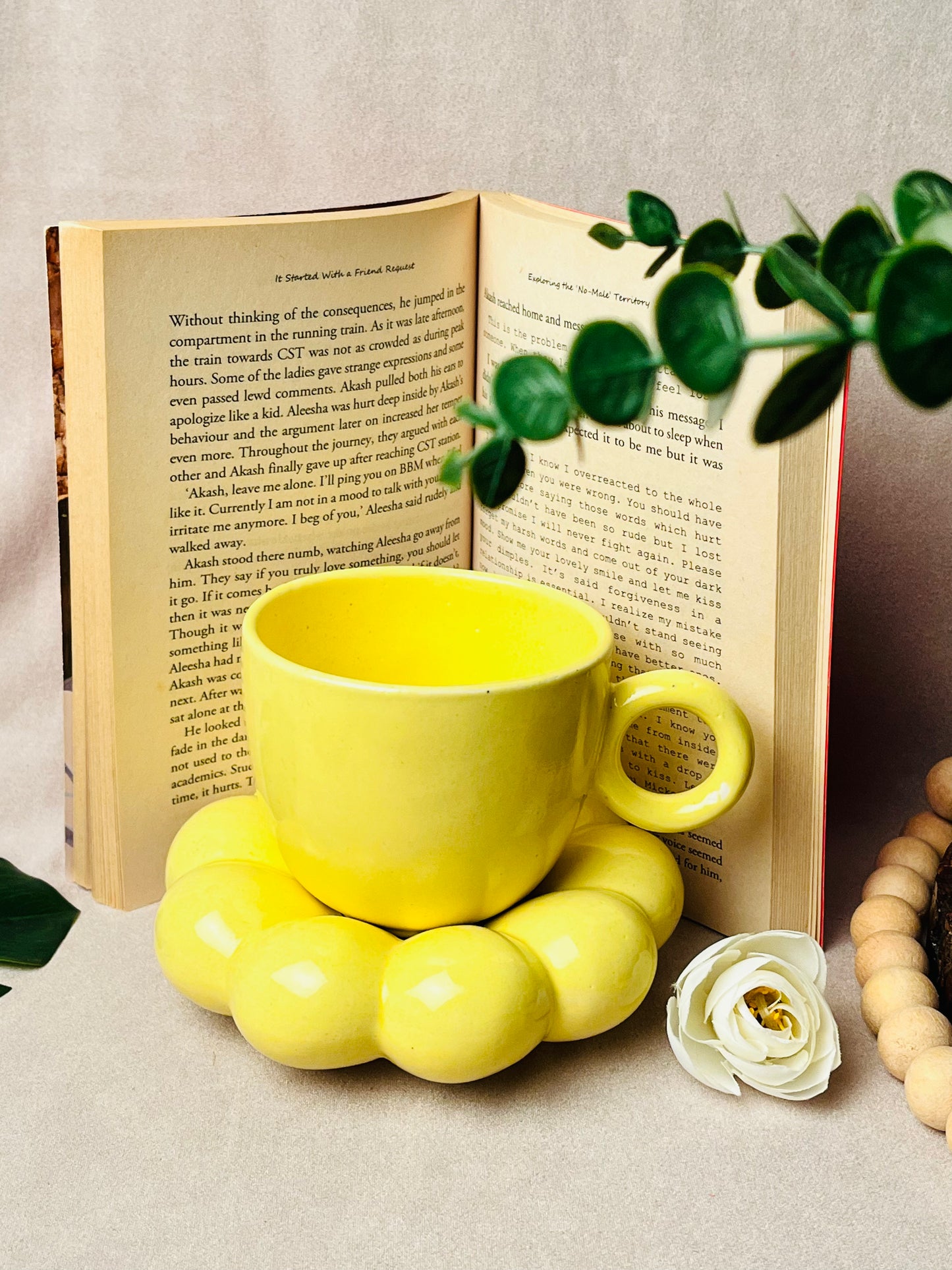Yellow Bubble Cup & Saucer Set - cozykutumbhstore