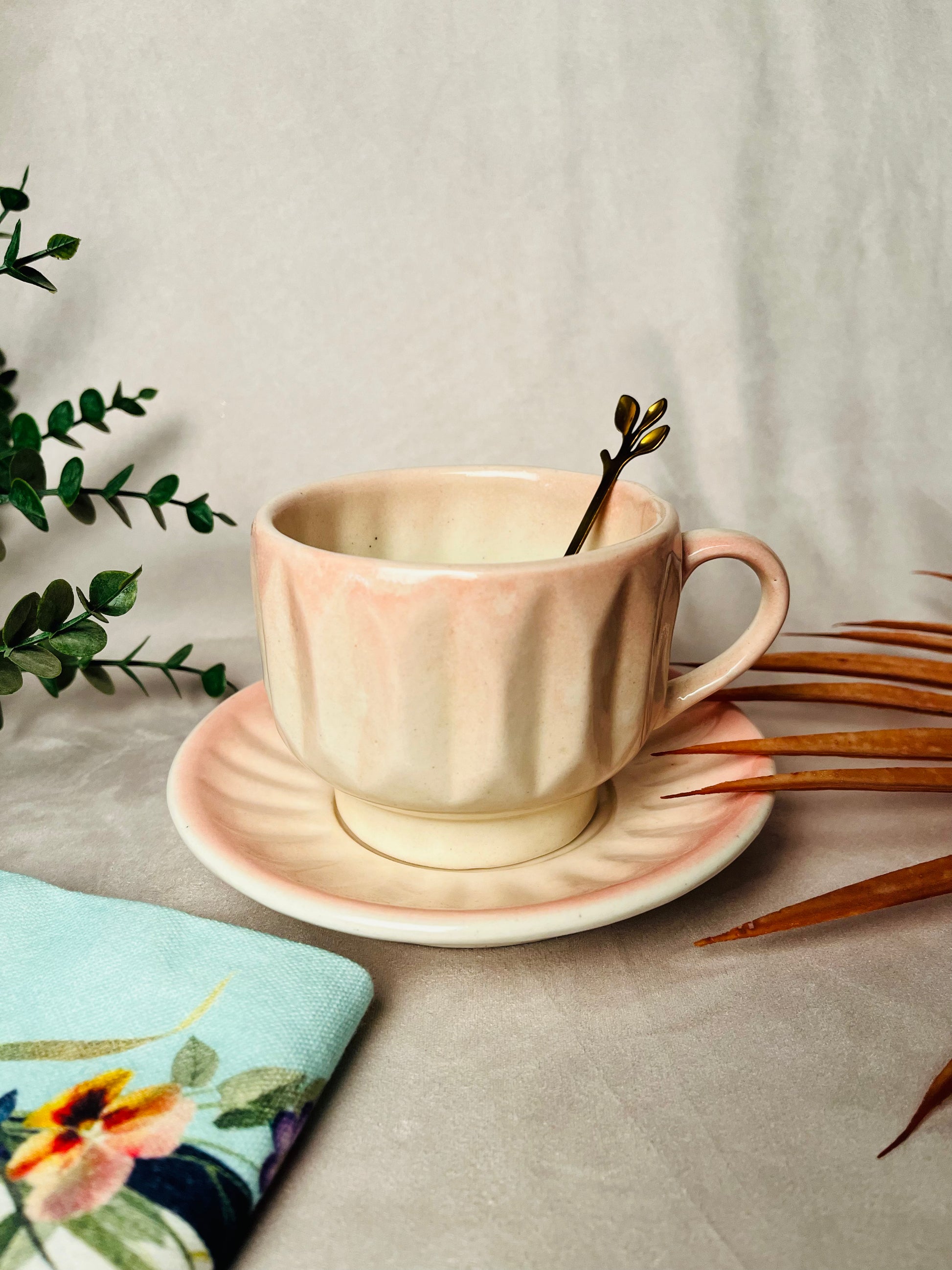 Ombre Pink Cup & Saucer - cozykutumbhstore