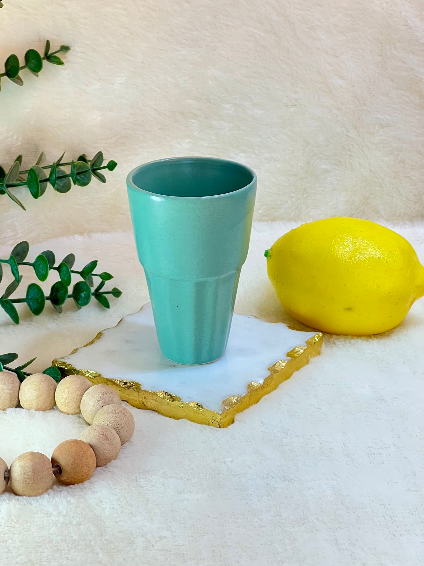 Misty Teal Cutting Chai Cup - cozykutumbhstore