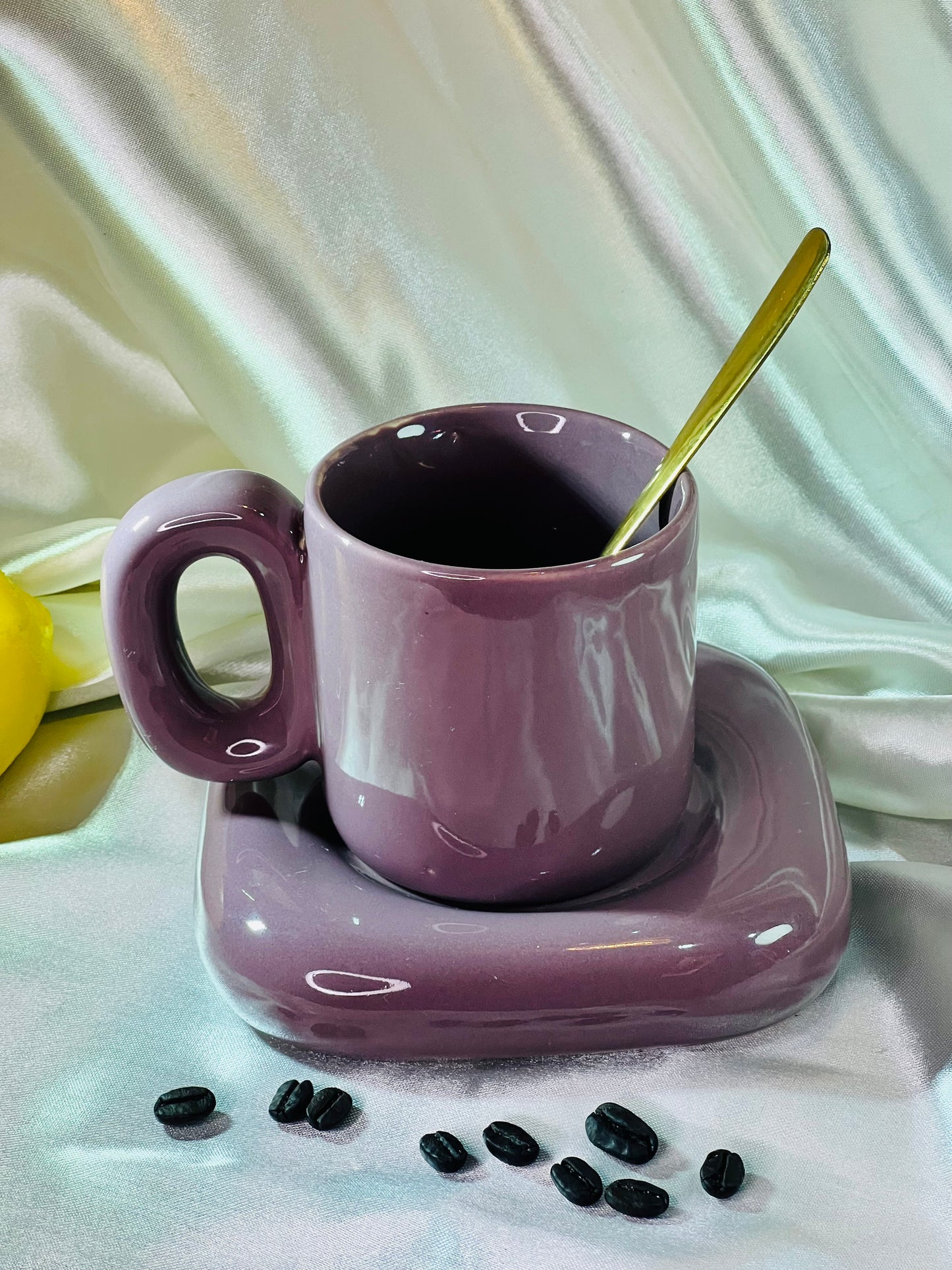 Purple Minimal Cup & Saucer Set - cozykutumbhstore