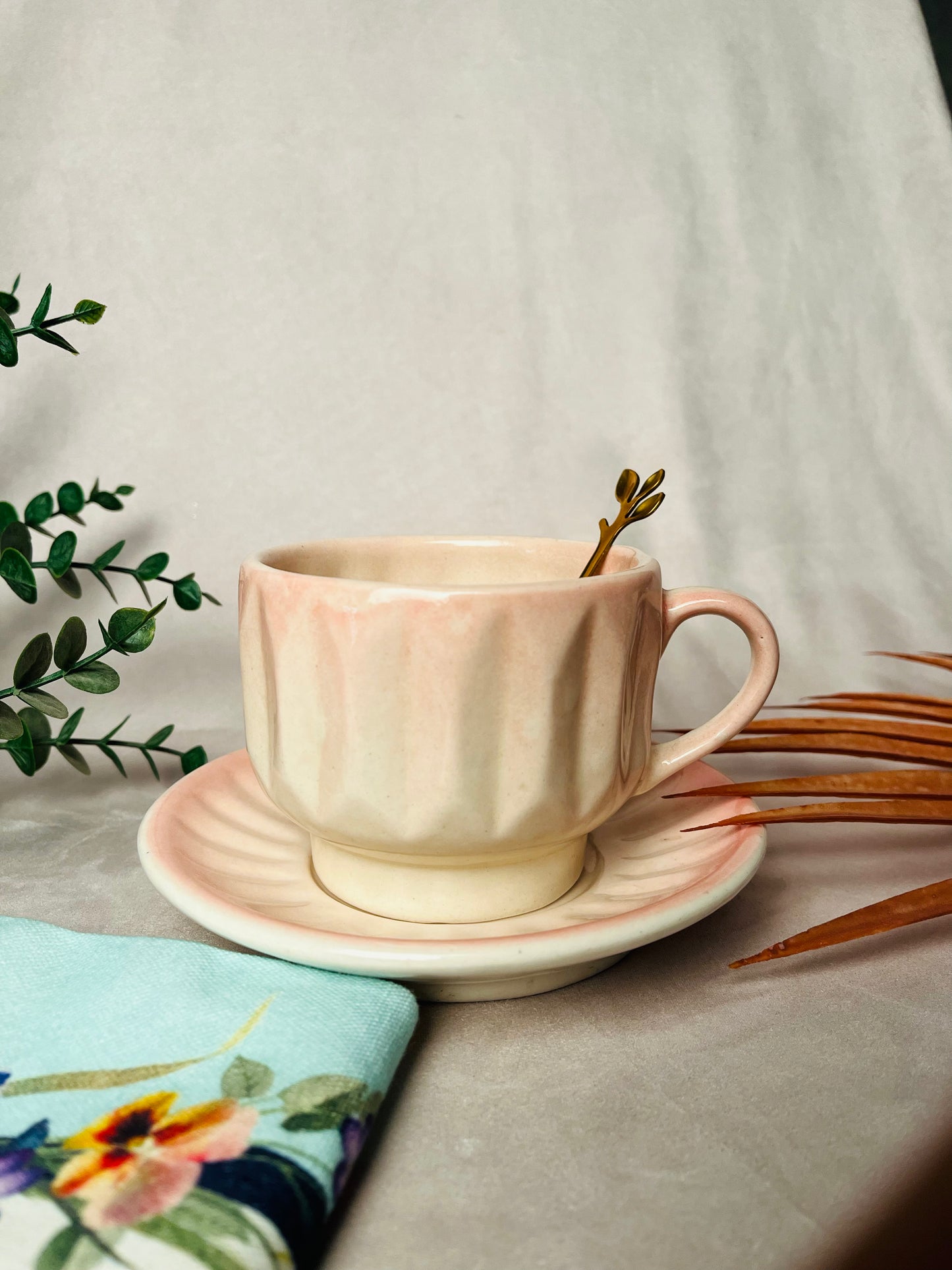 Ombre Pink Cup & Saucer - cozykutumbhstore