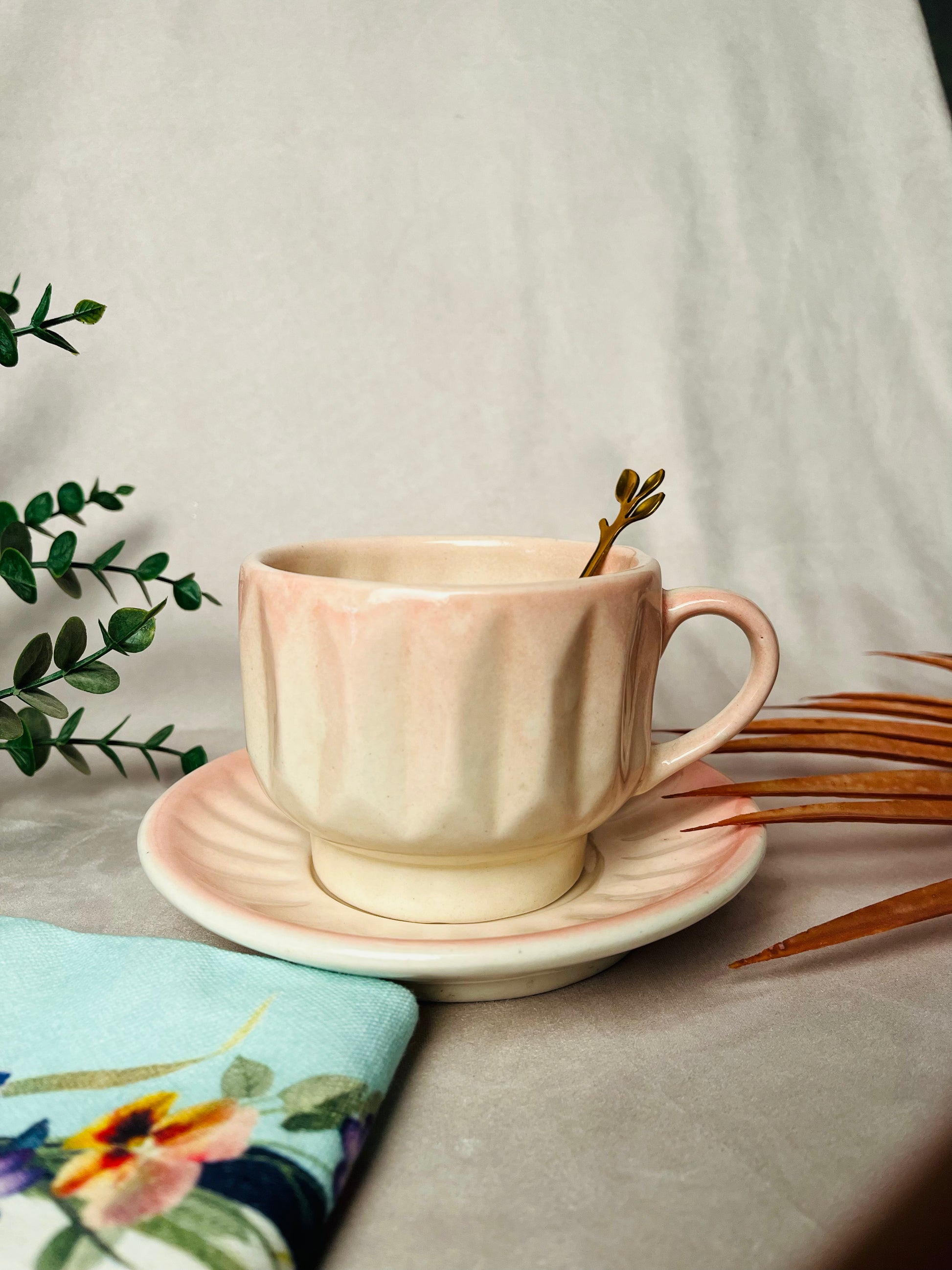 Ombre Pink Cup & Saucer - cozykutumbhstore