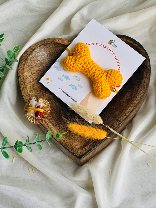 3D Yellow Bone | Pets Fabric Rakhi