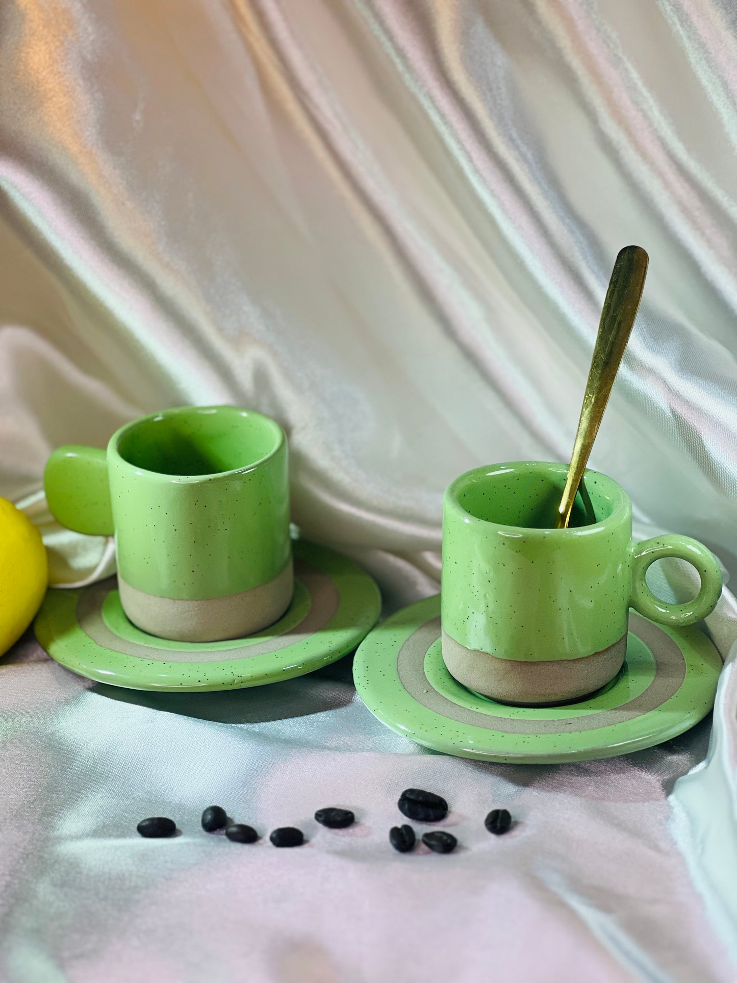 Green Espresso Cups & Saucers Combo - cozykutumbhstore
