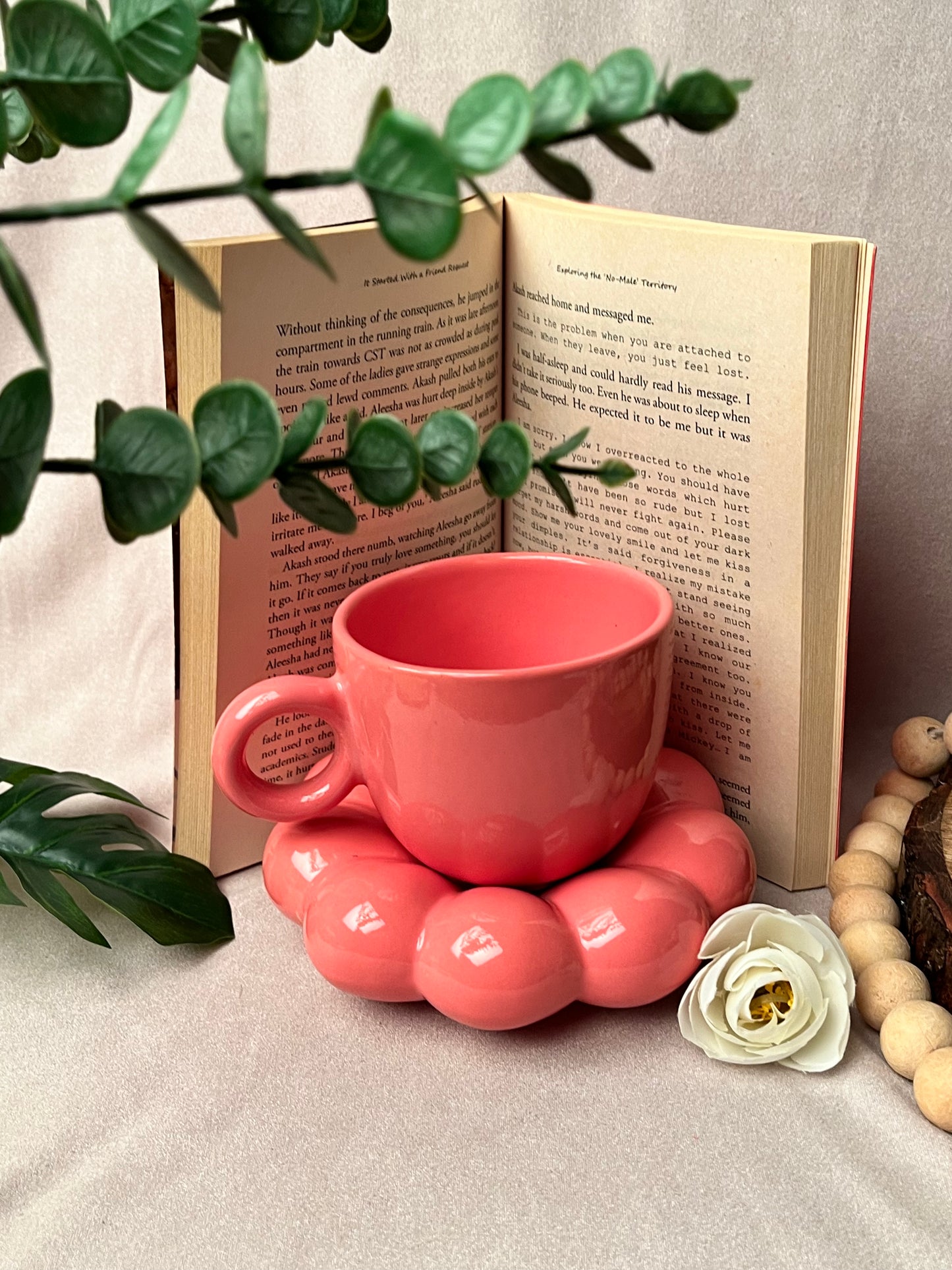 Pink Bubble Cup & Saucer Set - cozykutumbhstore