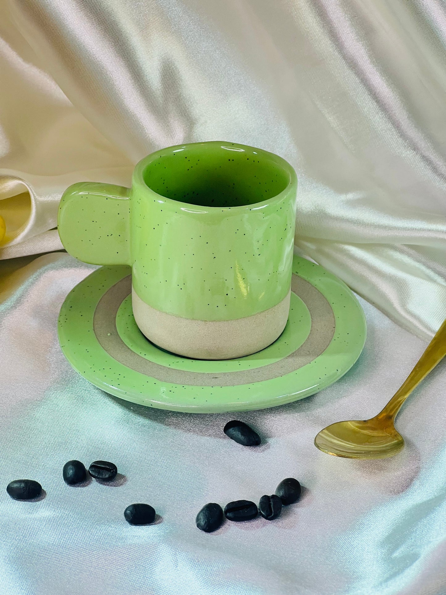 Green Espresso Cup and Saucer-2 - cozykutumbhstore