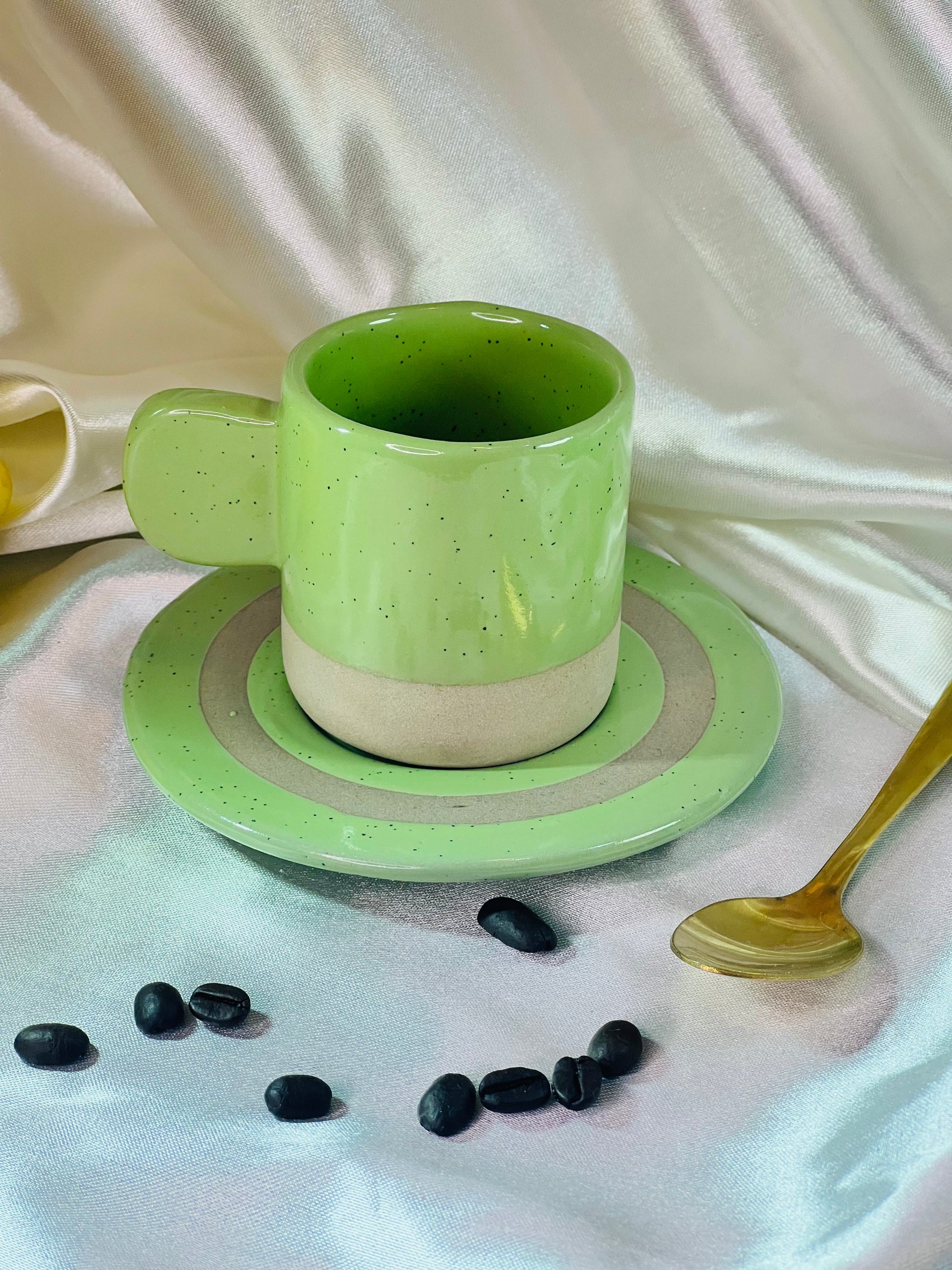 Green Espresso Cup and Saucer-2 - cozykutumbhstore