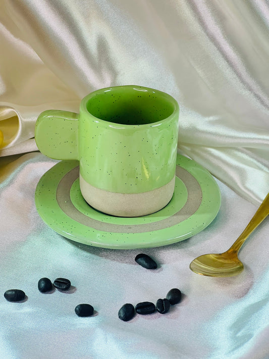 Green Espresso Cup and Saucer-2 - cozykutumbhstore