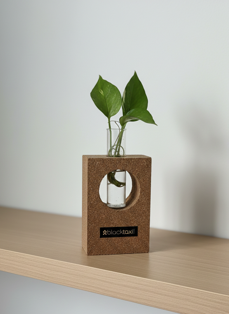 cork tabletop test tube propagation planter with indoor plant cutting rectangle shaped