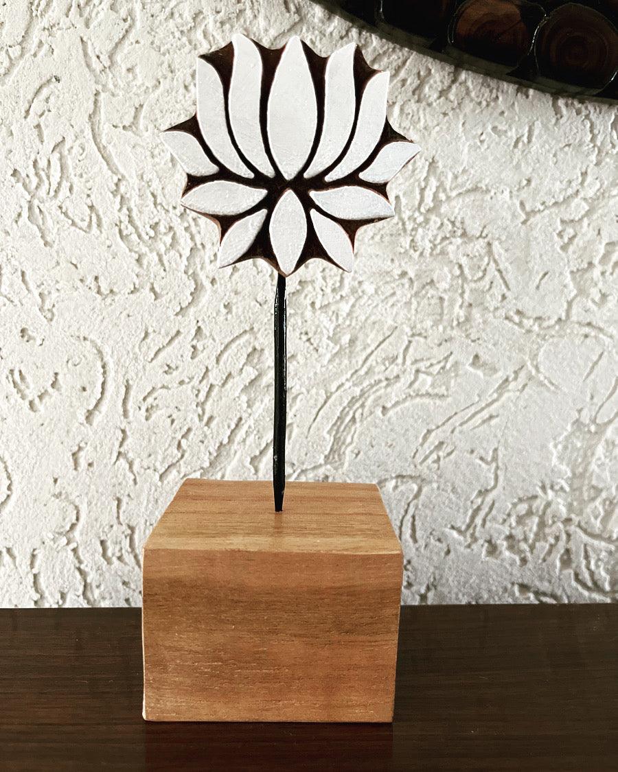 Wooden Hand Carved Lotus Figurine - cozykutumbhstore