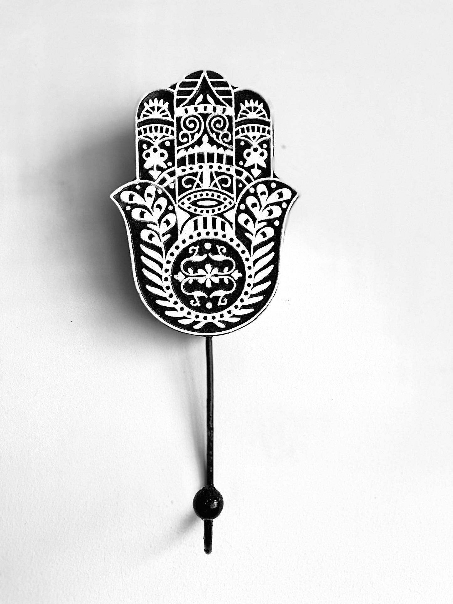 Hamsa Hand Carved Wall-mounted Hook 4” Motif - cozykutumbhstore