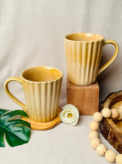 Yellow Ochre Ribbed Mug - cozykutumbhstore