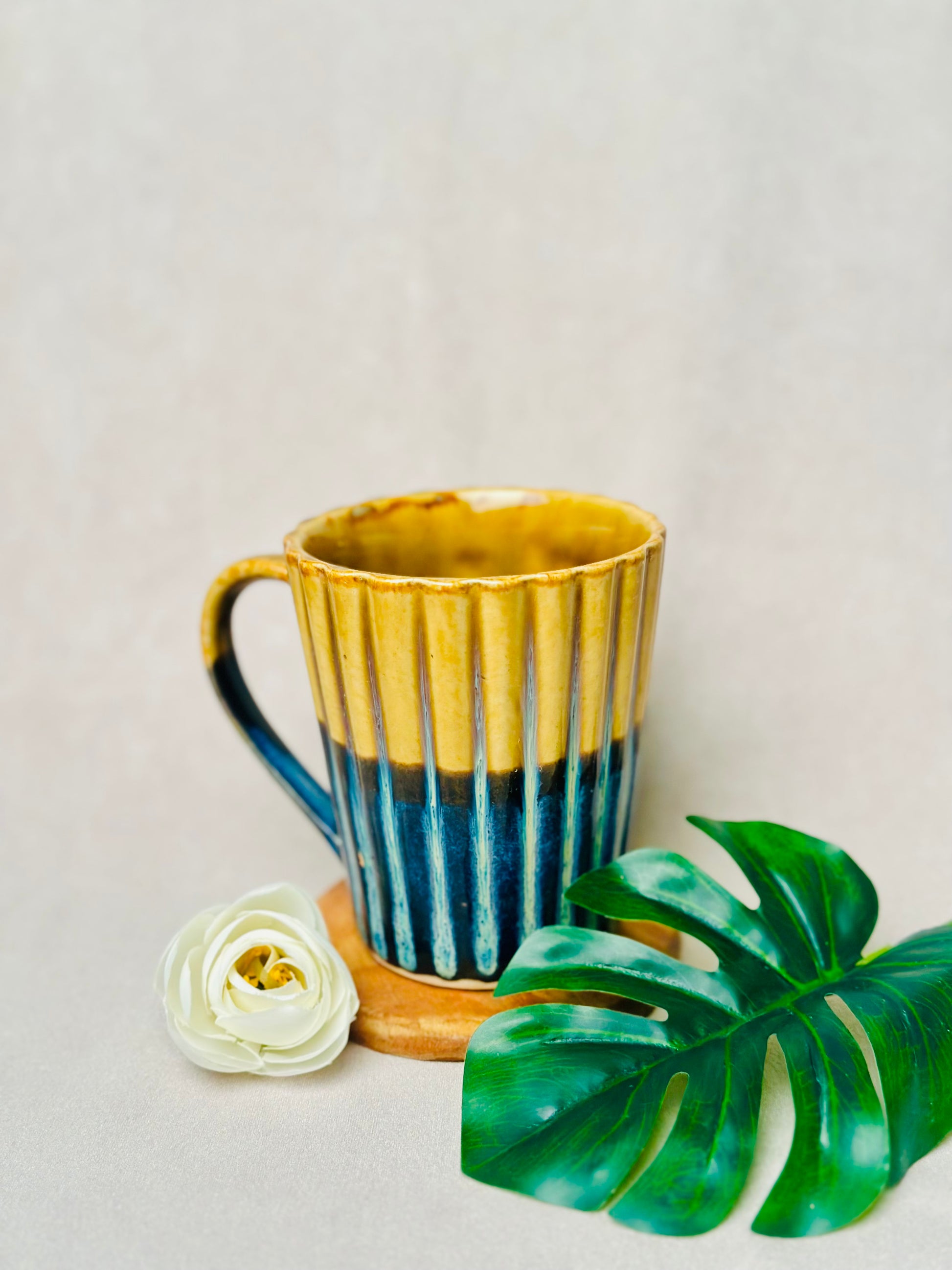 Mustard & Blue Ombre Mug - cozykutumbhstore