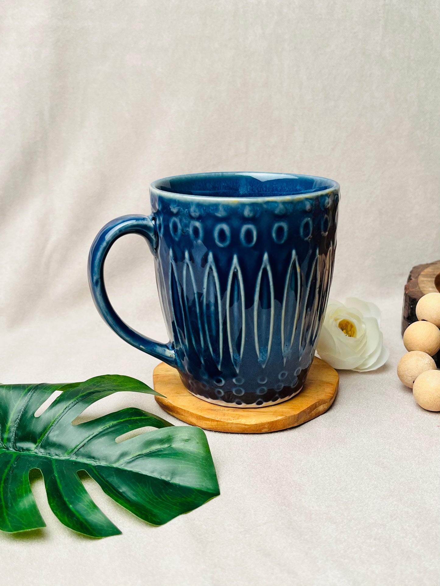 Elegant Blue Happy Mug - cozykutumbhstore
