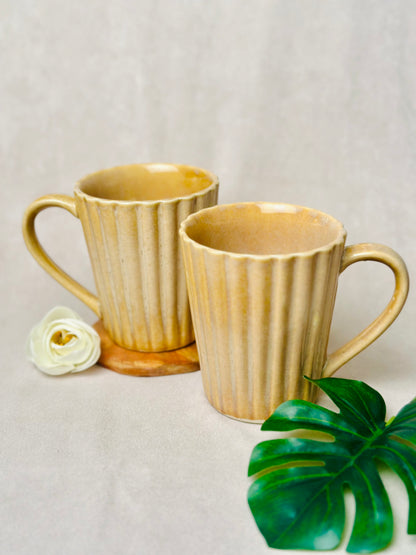 Yellow Ochre Ribbed Mug - cozykutumbhstore