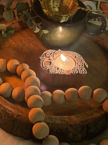 Wooden Hand-carved Mini Elephant Tea-light Holder - cozykutumbhstore
