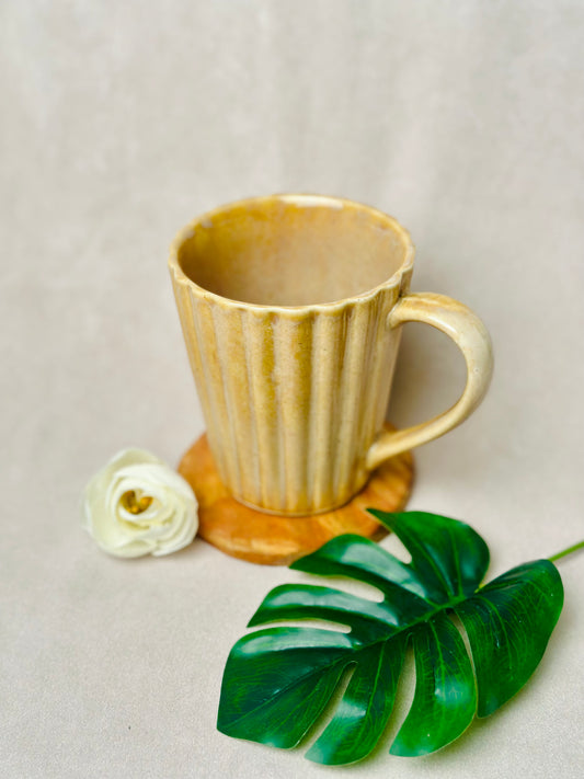 Yellow Ochre Ribbed Mug - cozykutumbhstore