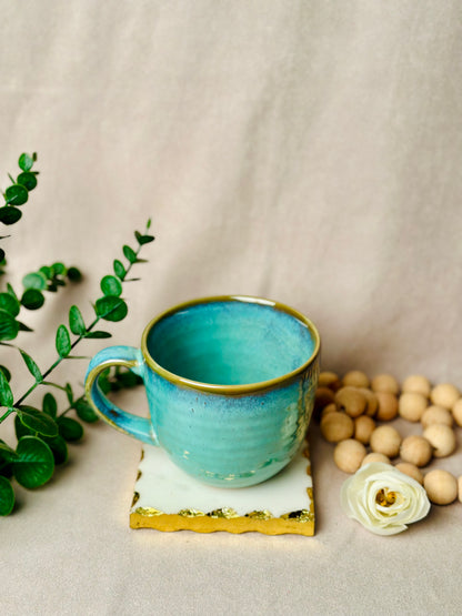 Big Turquoise Cappuccino Mug - cozykutumbhstore