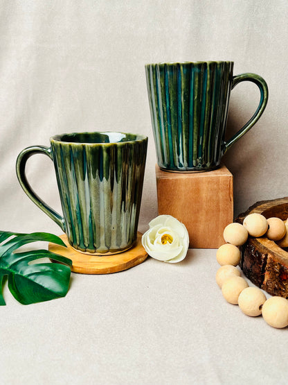 Olive Green Ribbed Mug - cozykutumbhstore