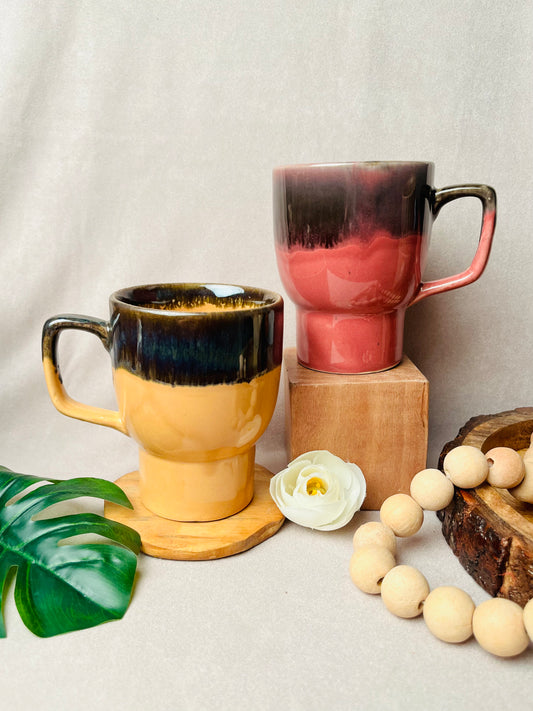 Pink & Yellow Goblet Mug Combo - cozykutumbhstore