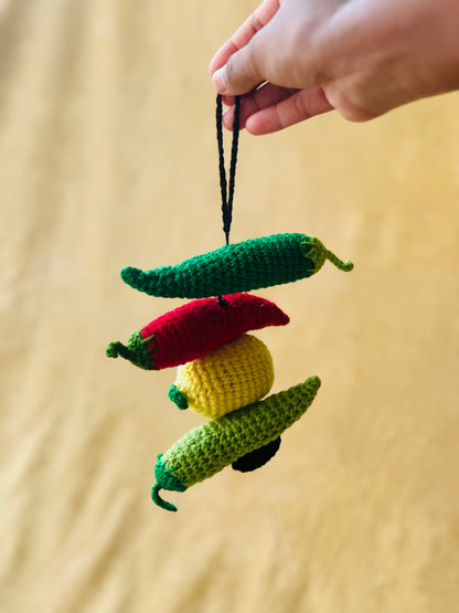Crochet Nimbu Mirchi Hanging