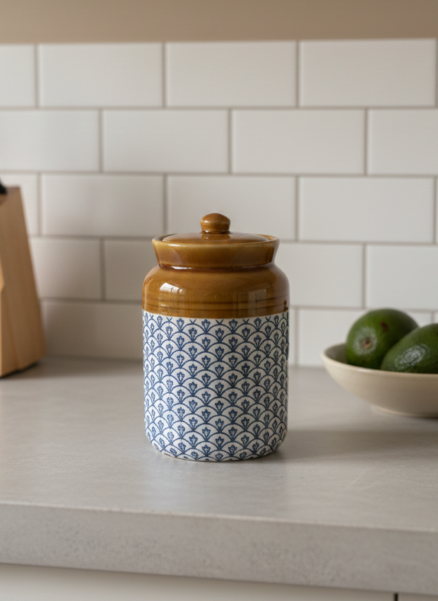 Ceramic Canister- Blue Traditional Barni