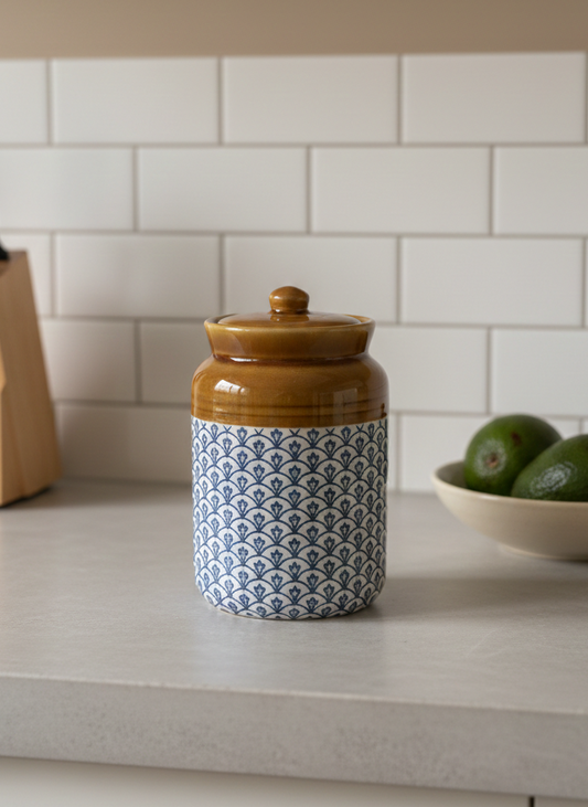 Ceramic Canister- Blue Traditional Barni