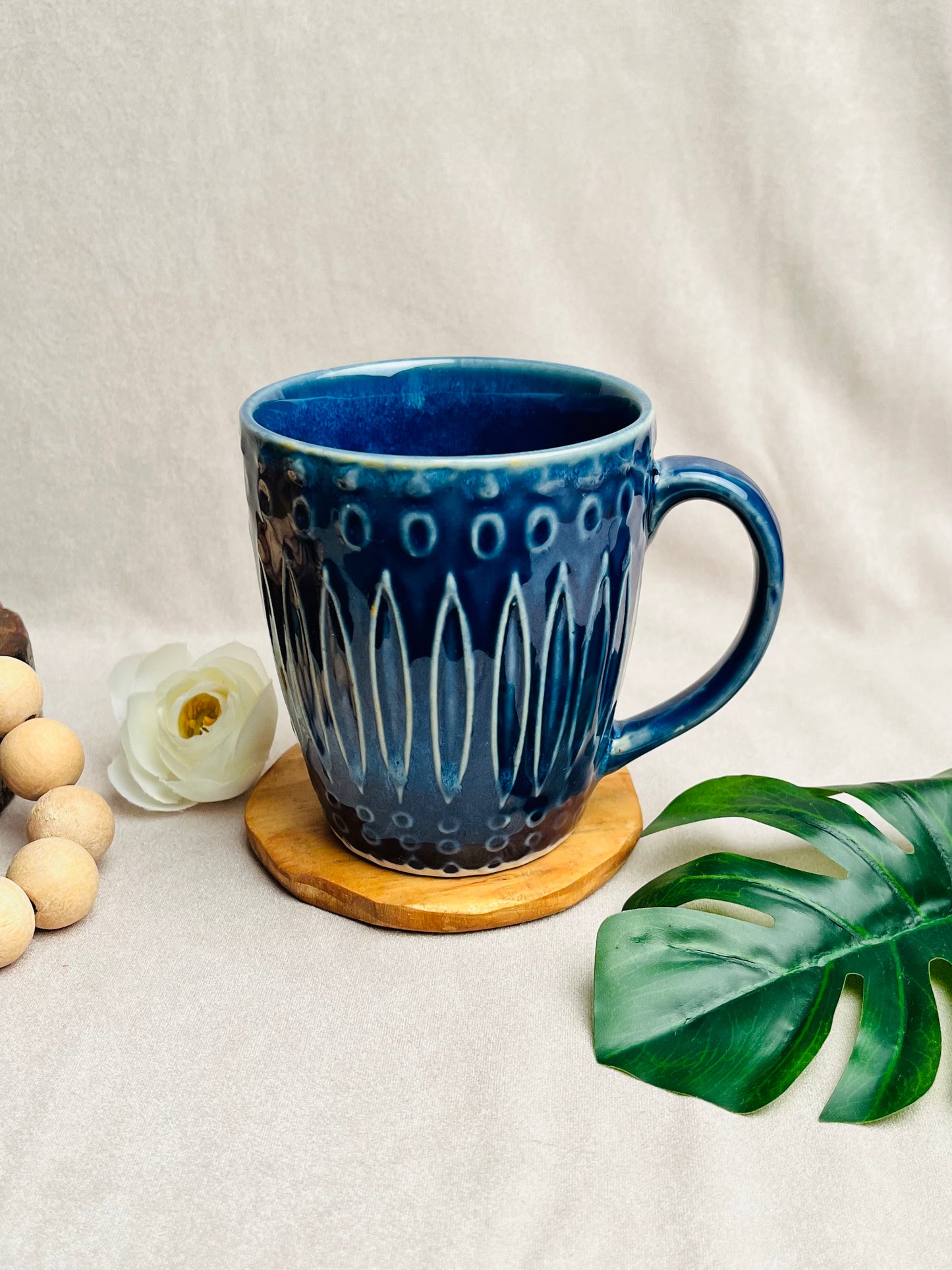 Elegant Blue Happy Mug - cozykutumbhstore