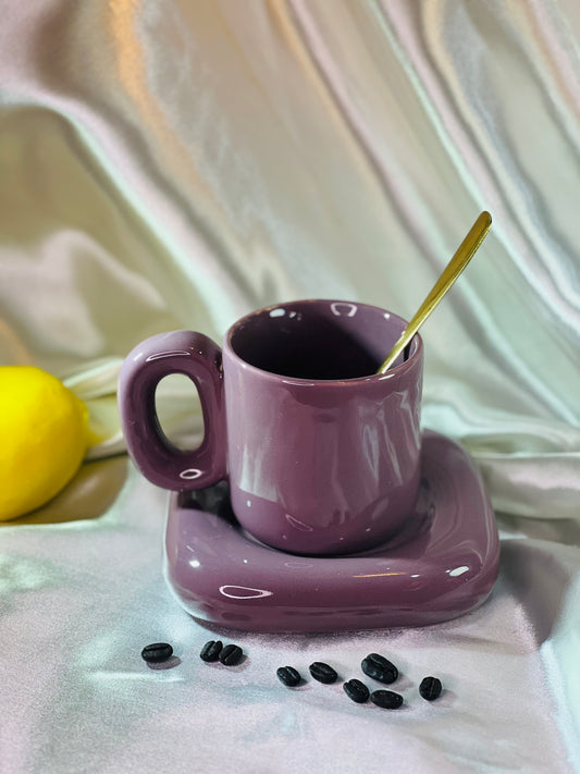 Purple Minimal Cup & Saucer Set - cozykutumbhstore