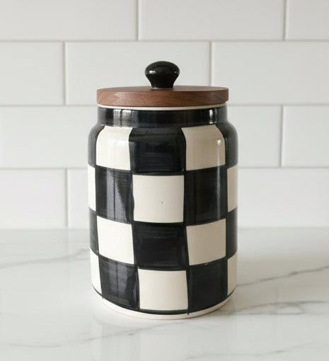 Nihilist Penguin Ceramic Canister (Chessy Blocks)