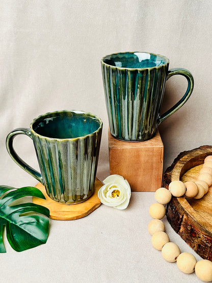 Olive Green Ribbed Mug - cozykutumbhstore