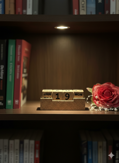 eco-friendly cork desk calendar for office and wfh workspace with branding option