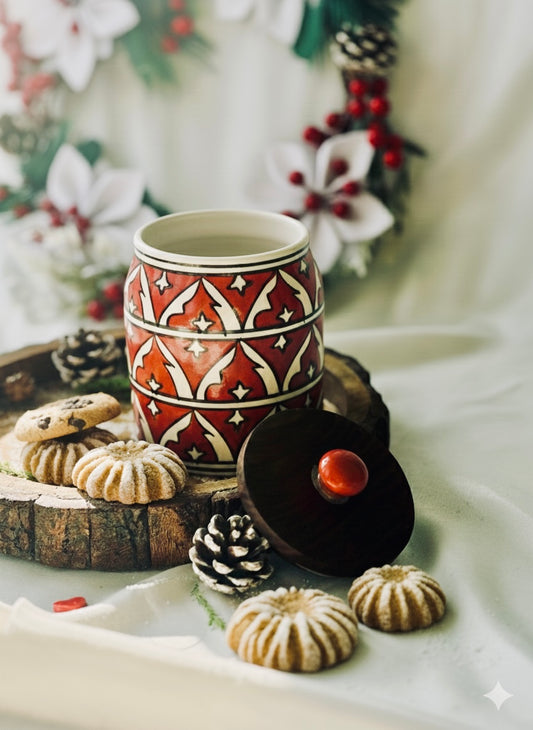 Handcrafted Ceramic Jar with Airtight Wooden Lid