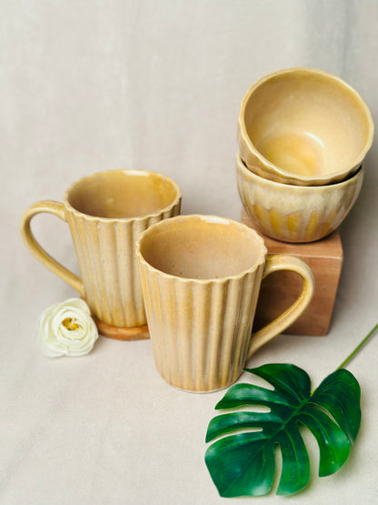 Yellow Ochre Mugs and Bowls Combo - cozykutumbhstore