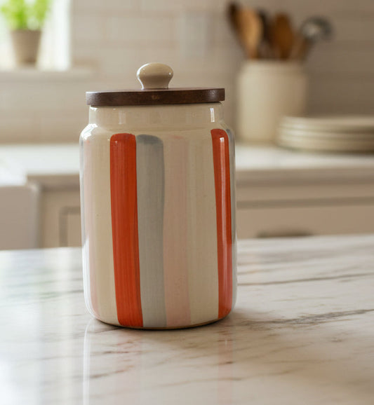 Ceramic Canister- Hues of Orange